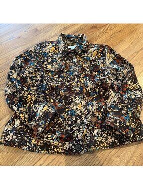 CJ Banks Womens 1X Blazer Jacket Cardigan Sirt Brown Floral